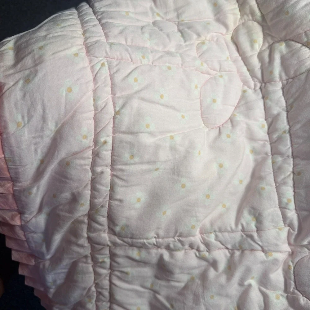 Baby Girl Patchwork Quilt Pink Brown Butterfly Floral Ruffled Nursery Blanket